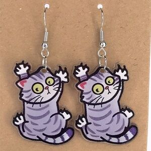 Cat Dangle Earrings 2D Acrylic Cartoon